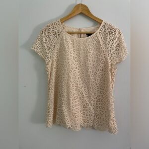 J. Crew Cream Lace Blouse Cap Sleeve cottagecore romantic champagne